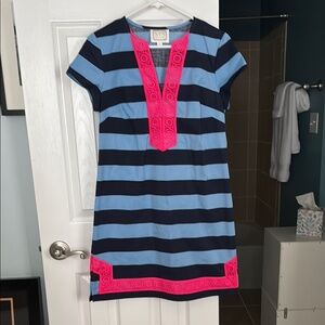Sail to Sable; Blue and Pink Striped Dress; EUC; size medium